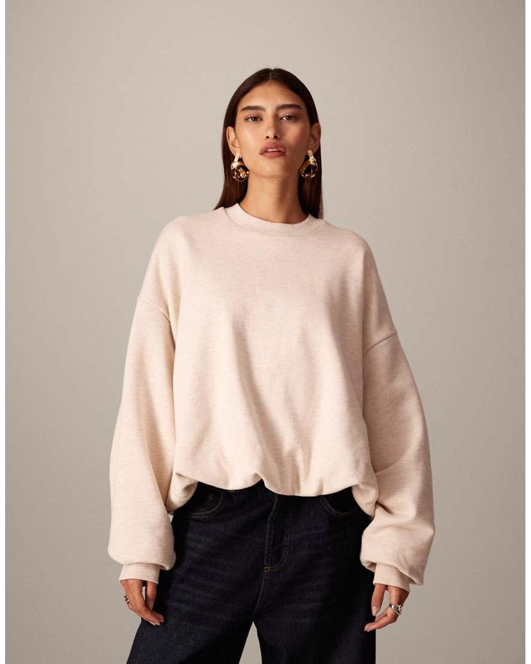 ARRANGE Natural Bubble Hem Sweatshirt