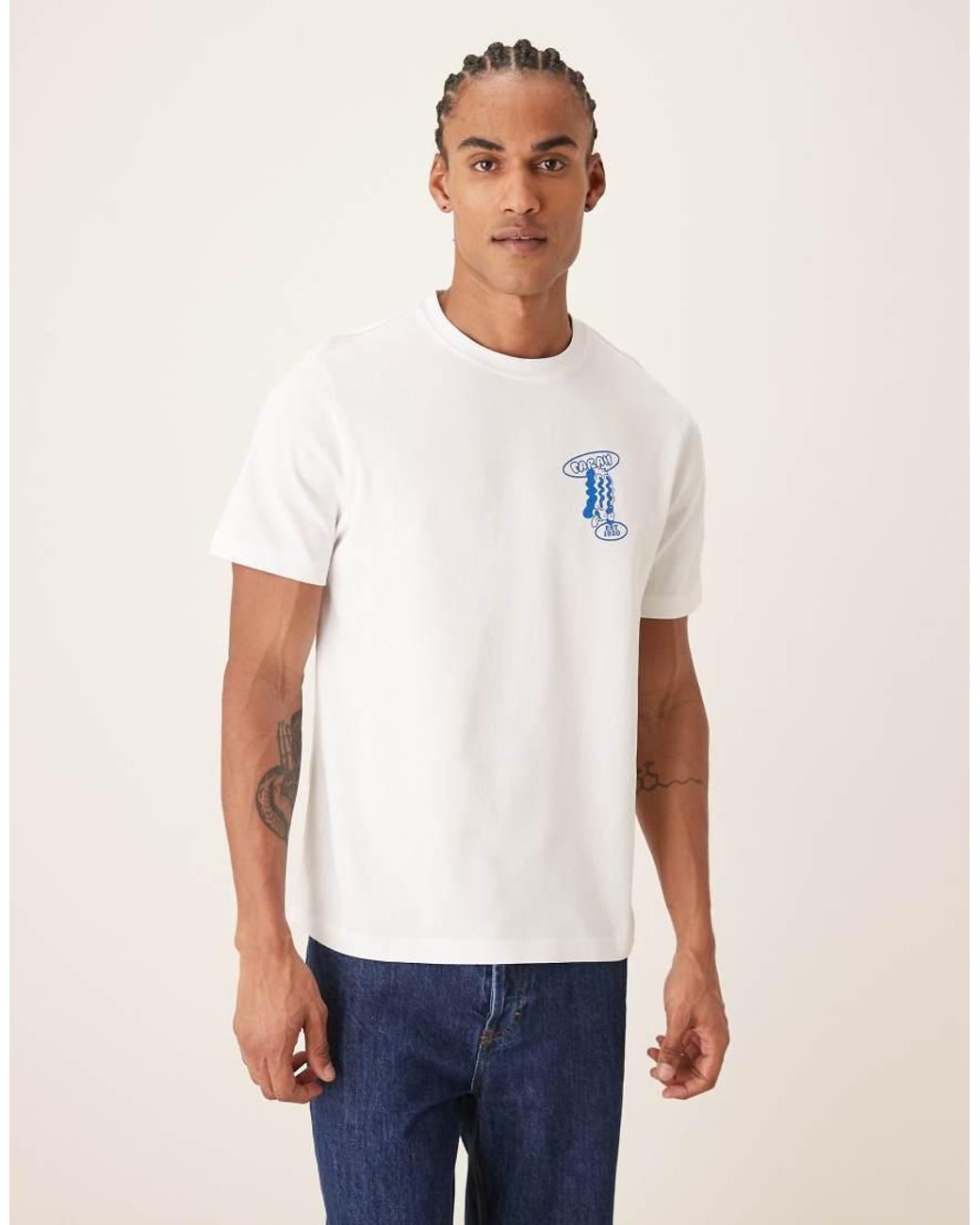 Farah White Tristan Short Sleeve Graphic T-shirt With Back Print for men