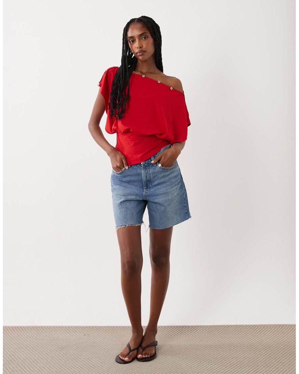 ASOS Red Multiway Button Top