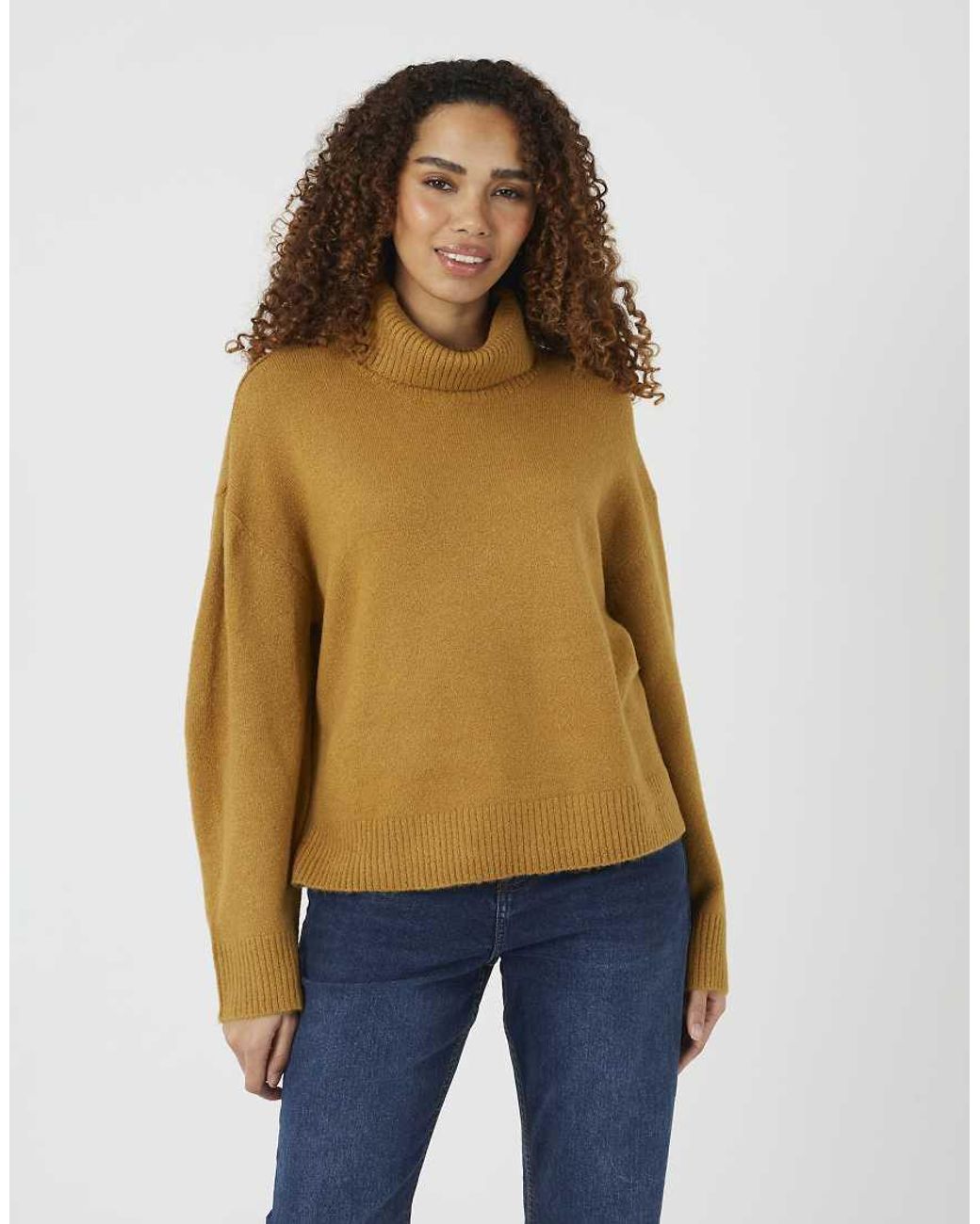 Brave Soul Blue Loose Fit Roll Neck Knitted Jumper
