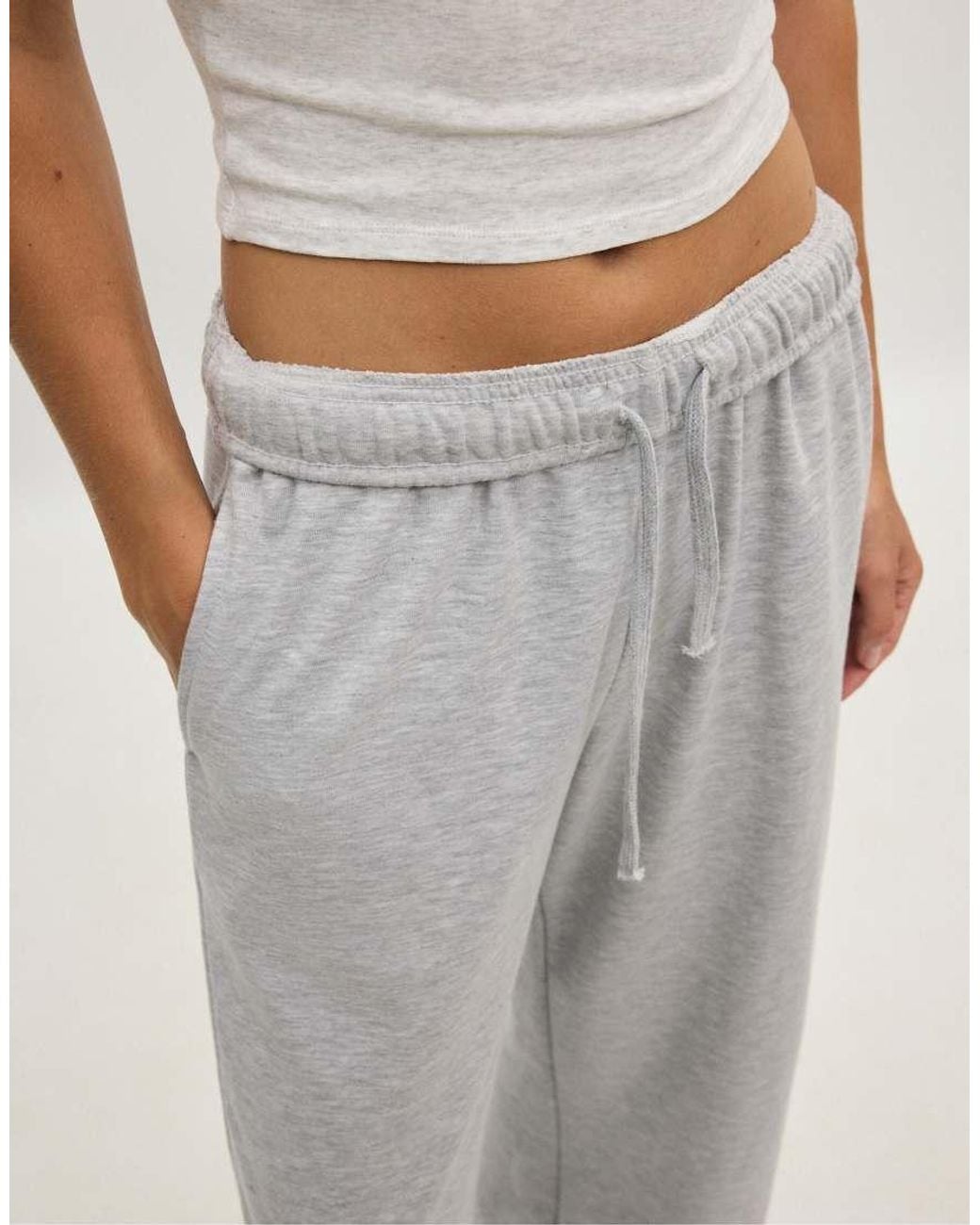 Stradivarius White Tall Wide-leg jogger Trousers