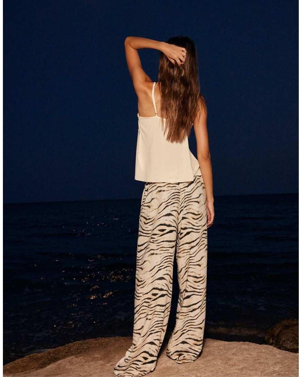 Stradivarius Black Straight-leg Linen-look Trousers