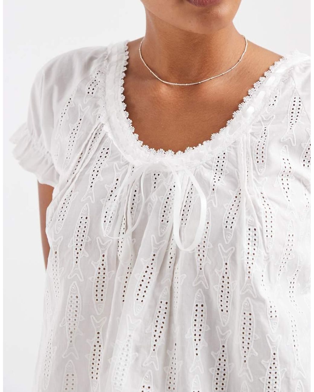 House Of Sunny White Sea Breeze Floaty Scoop Neck And Back Top