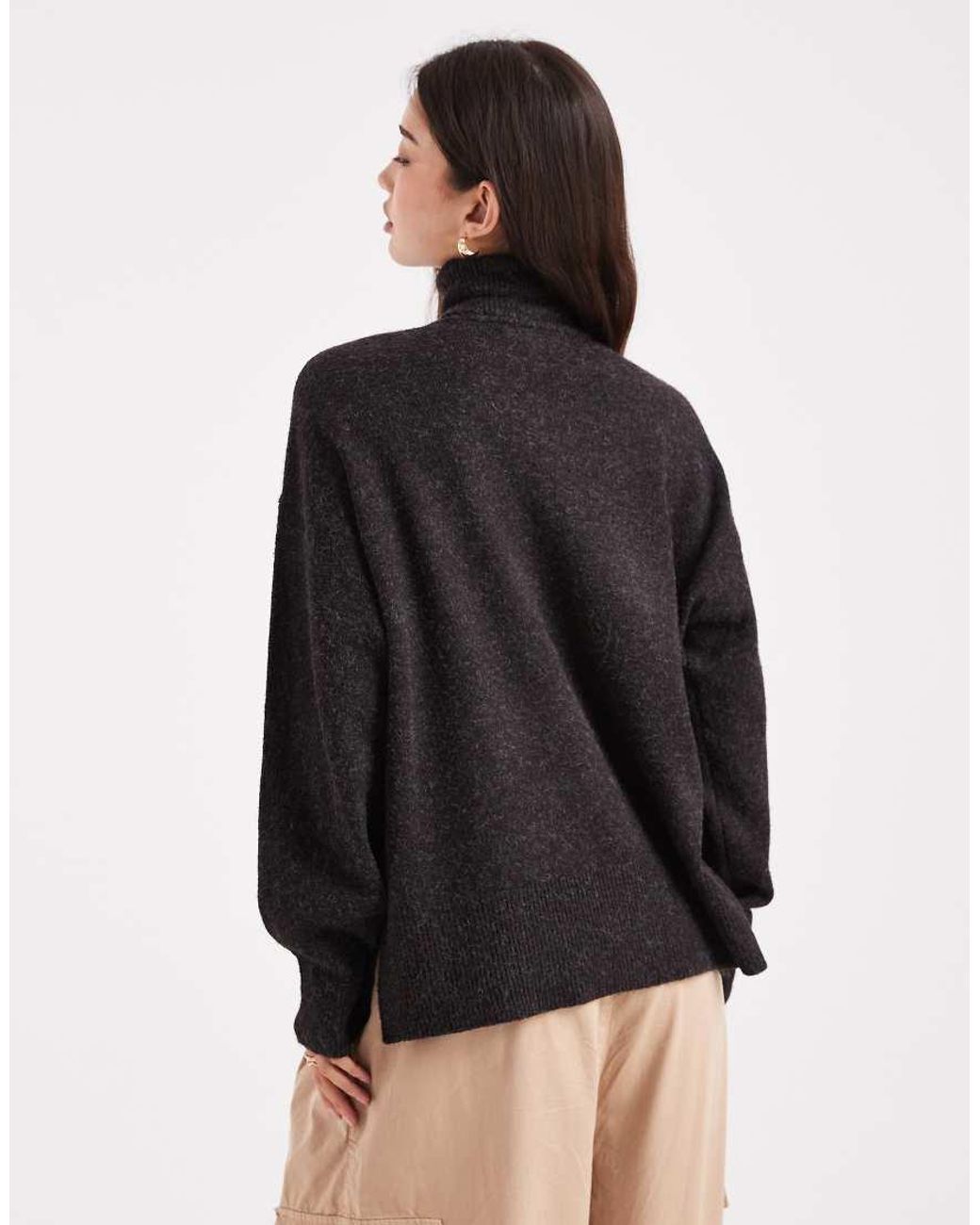 Vero Moda Black Knitted Roll Neck Jumper With Volume Sleeve