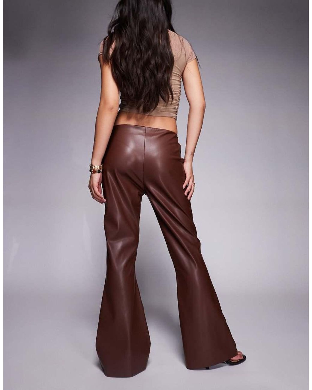 ASOS Brown Kick Flare Pu Trousers