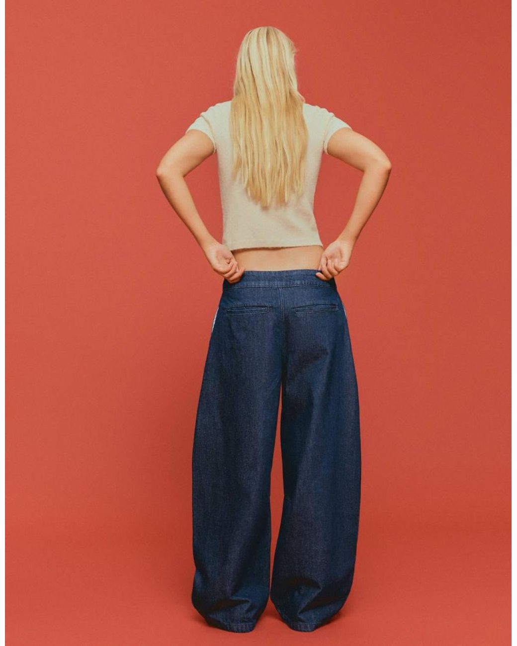 Bershka Orange Twisted Pleat Jeans