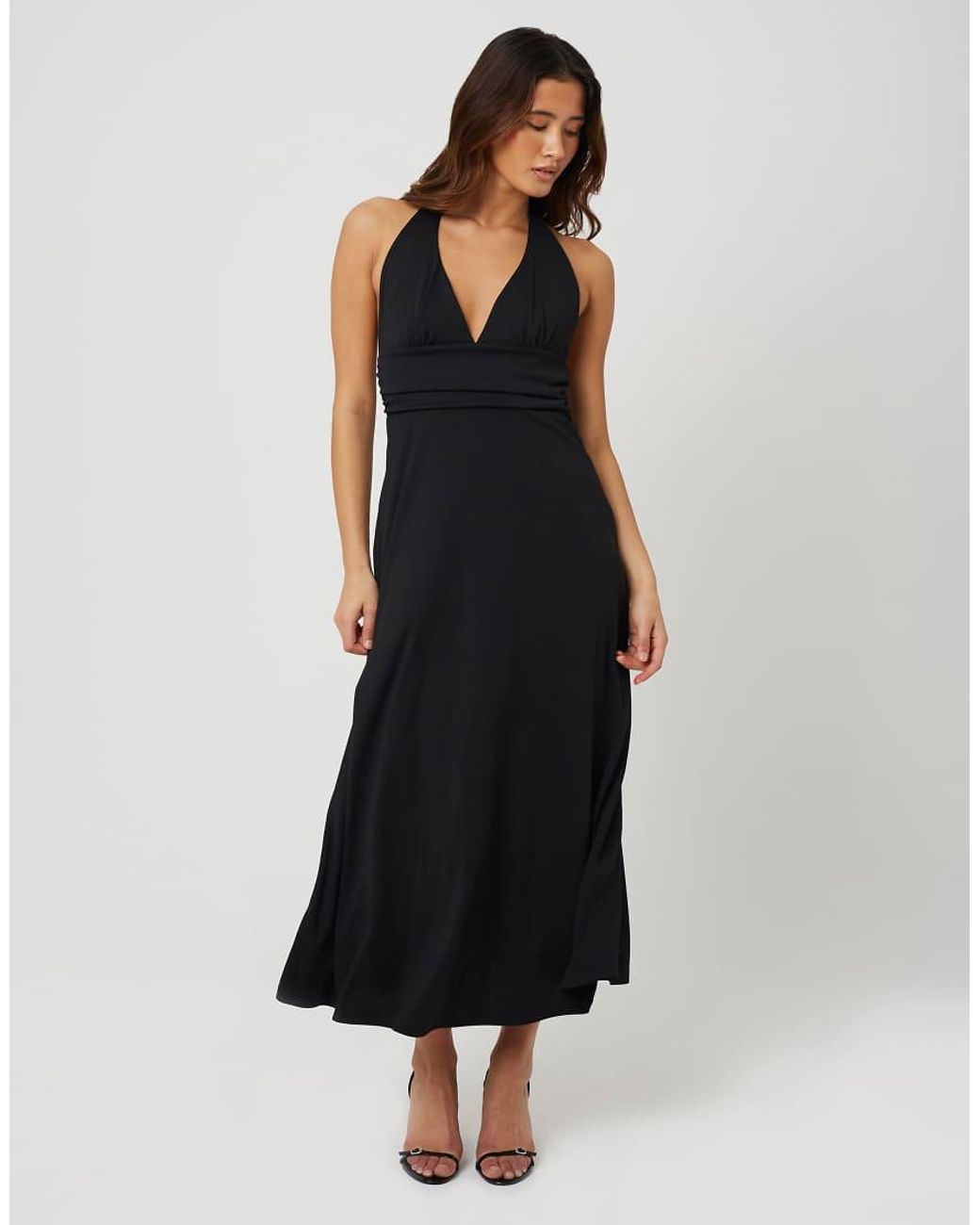 Brave Soul Black Jersey Halterneck Midi Dress