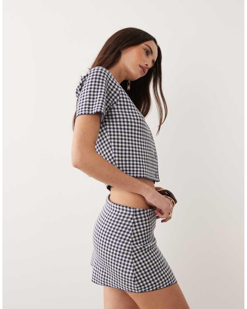GOOD AMERICAN Natural Fine Knit Low Rise Mini Skort Co-ord