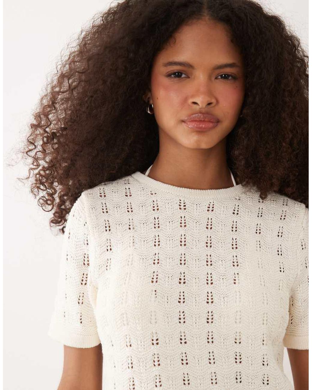 ASOS White Knitted Cotton Blend Top Co-Ord