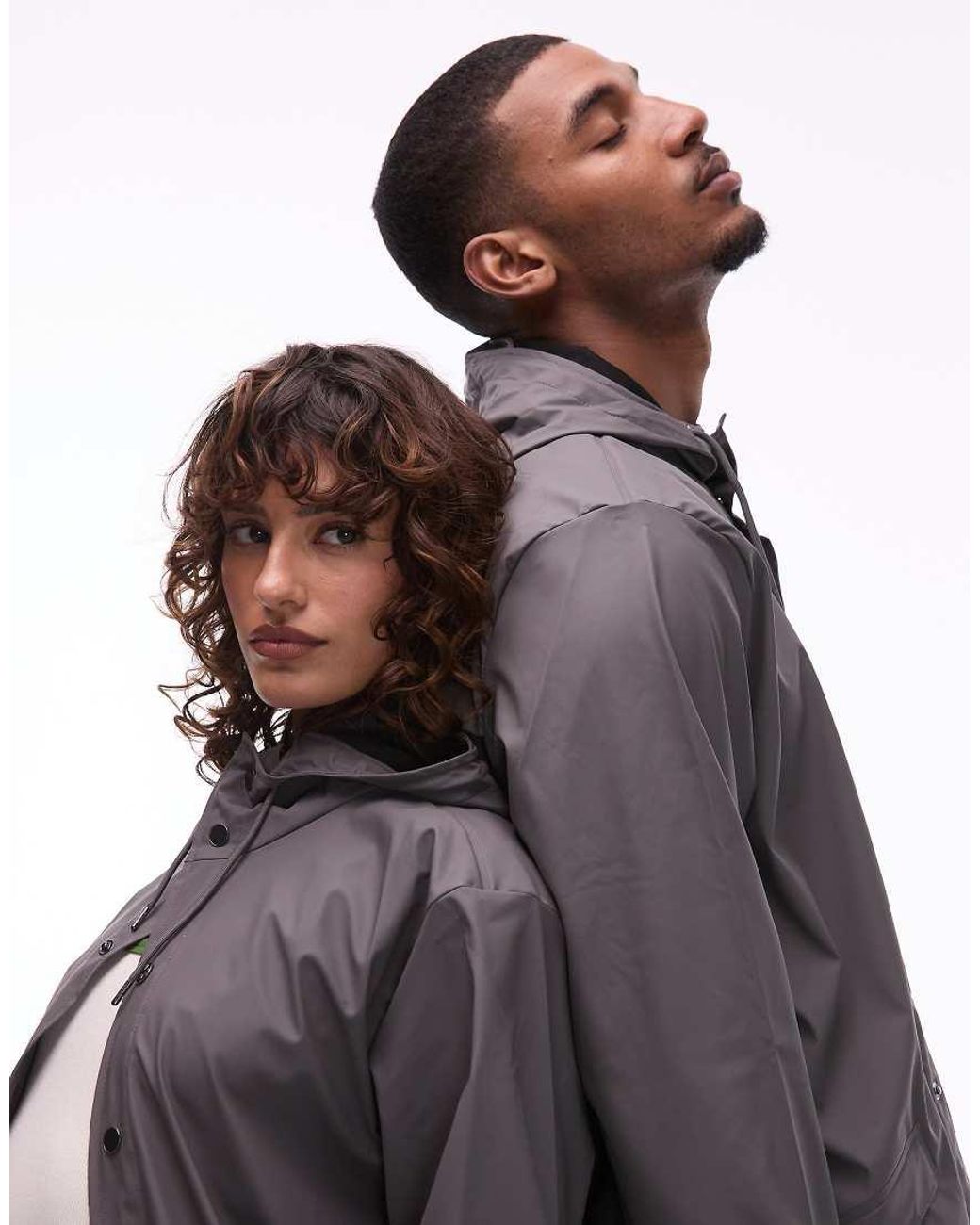 Rains White 12010 Unisex Waterproof Short Hooded Jacket