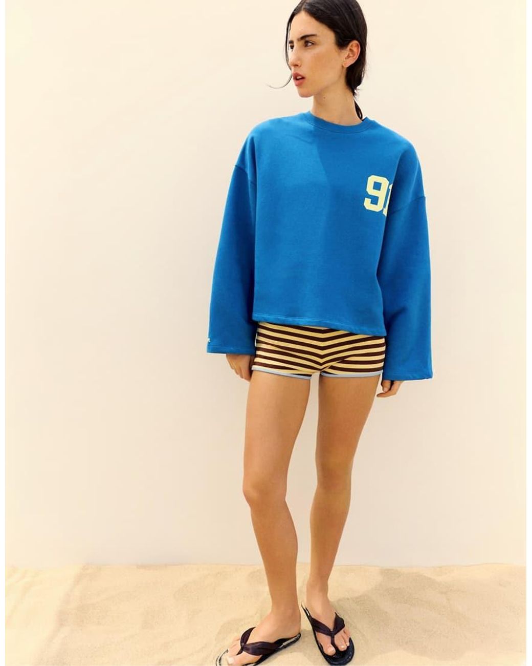 Pull&Bear Blue 91 Graphic Relaxed Fit Sweatshirt