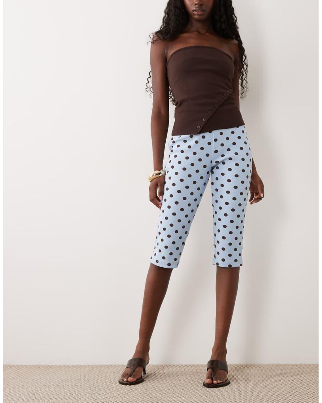 Miss Selfridge Blue Rib Capri Trouser Co-ord