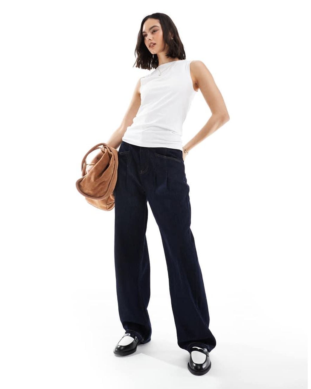 Vero Moda White Boat Neck Sleeveless Jersey Top