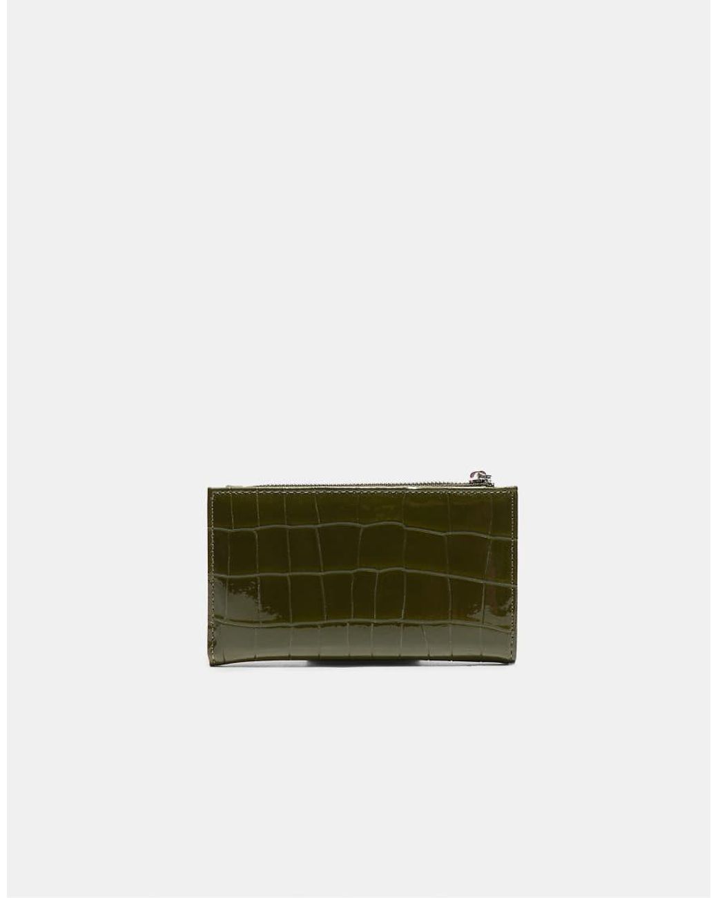 Stradivarius Green Basic Zip-up Purse