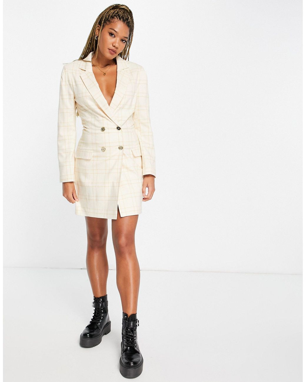 Vestido color a cuadros estilo americana Miss Selfridge de color Blanco |  Lyst