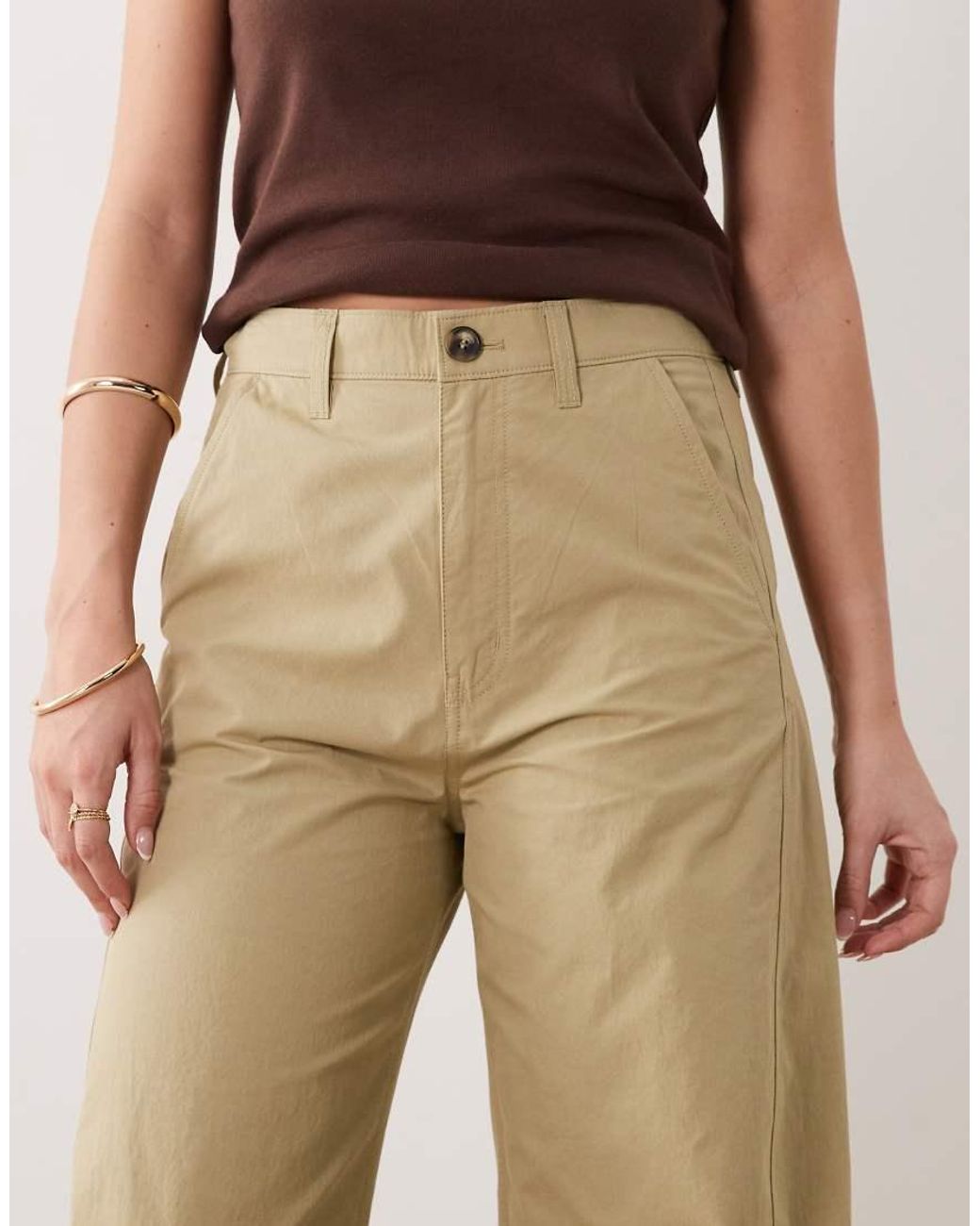 ARKET Natural Barrel Shape Light Cotton Trousers