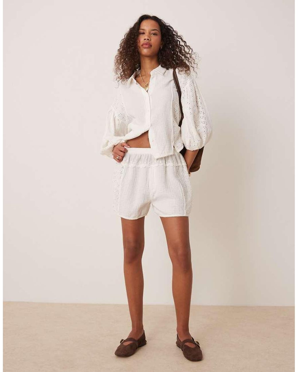 Free People Natural Full Bloom Pointelle Shorts