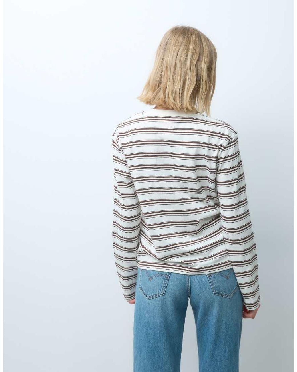 JJXX Blue Oversized Long Sleeve Stripe T-Shirt