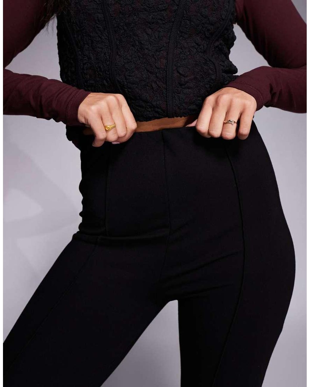 ASOS Black Ponte Flared Pants With Pintuck Detail