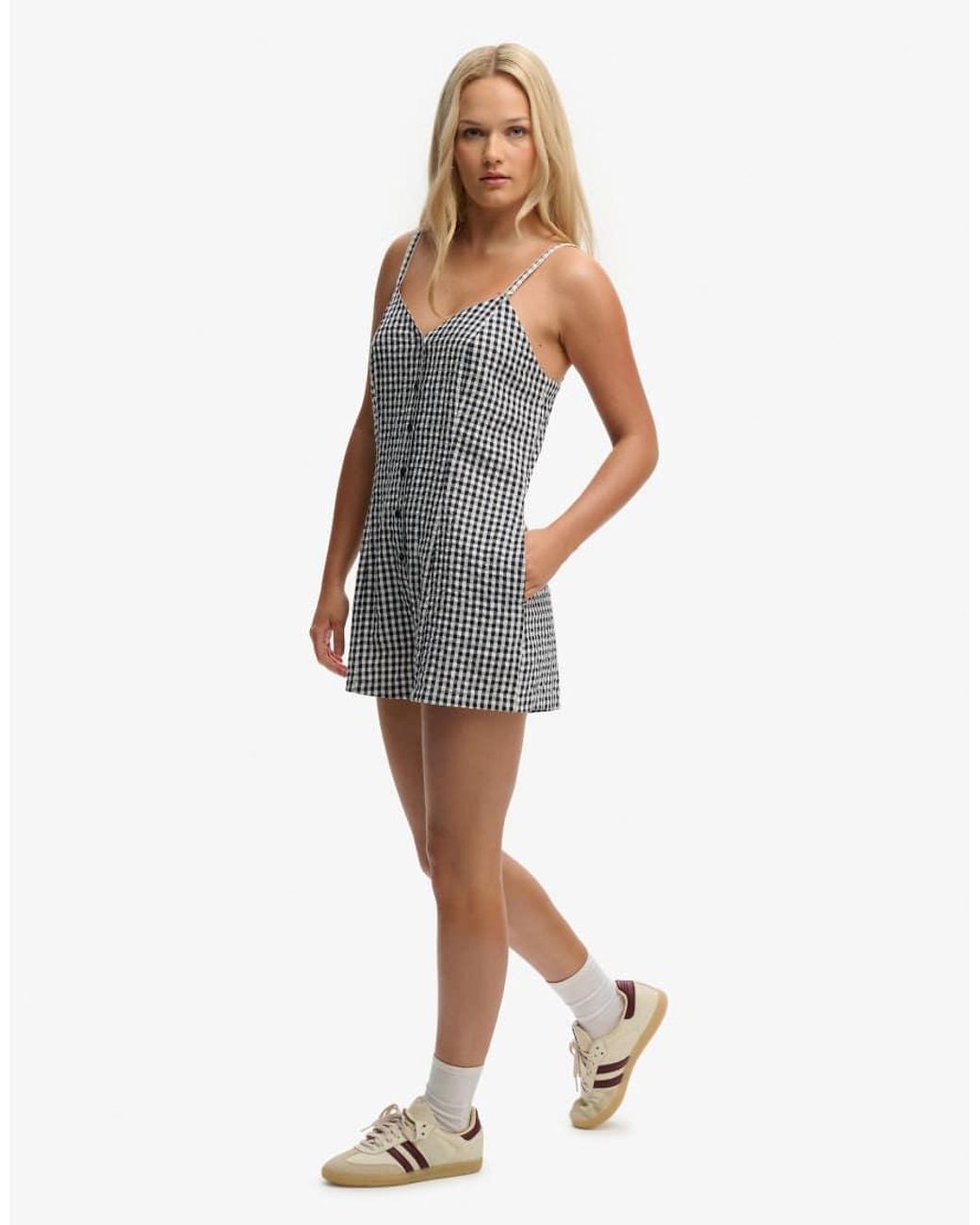 Superdry White Gingham Cami Playsuit