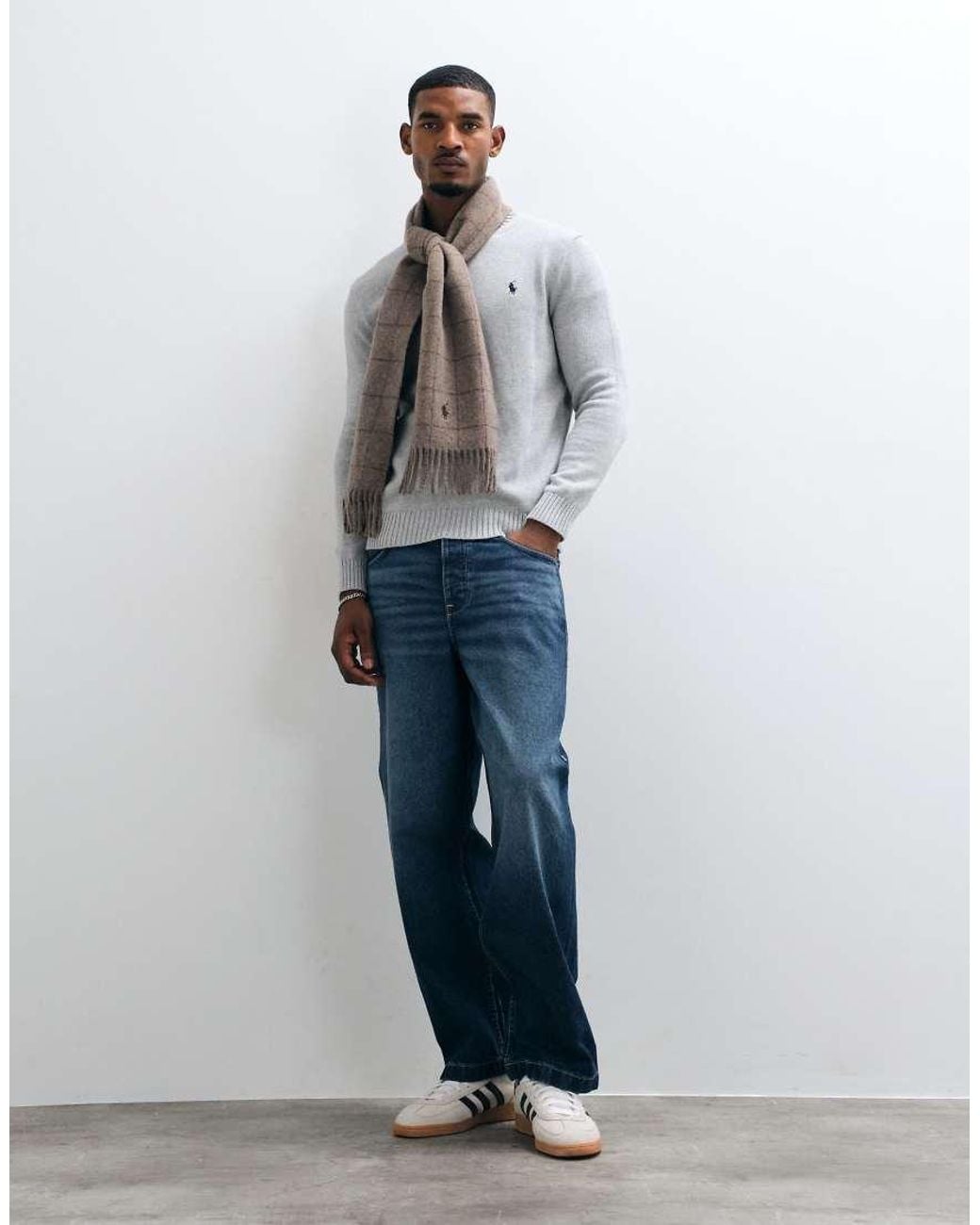 Polo Ralph Lauren Gray Icon Logo Heavyweight Cotton Knit Jumper for men