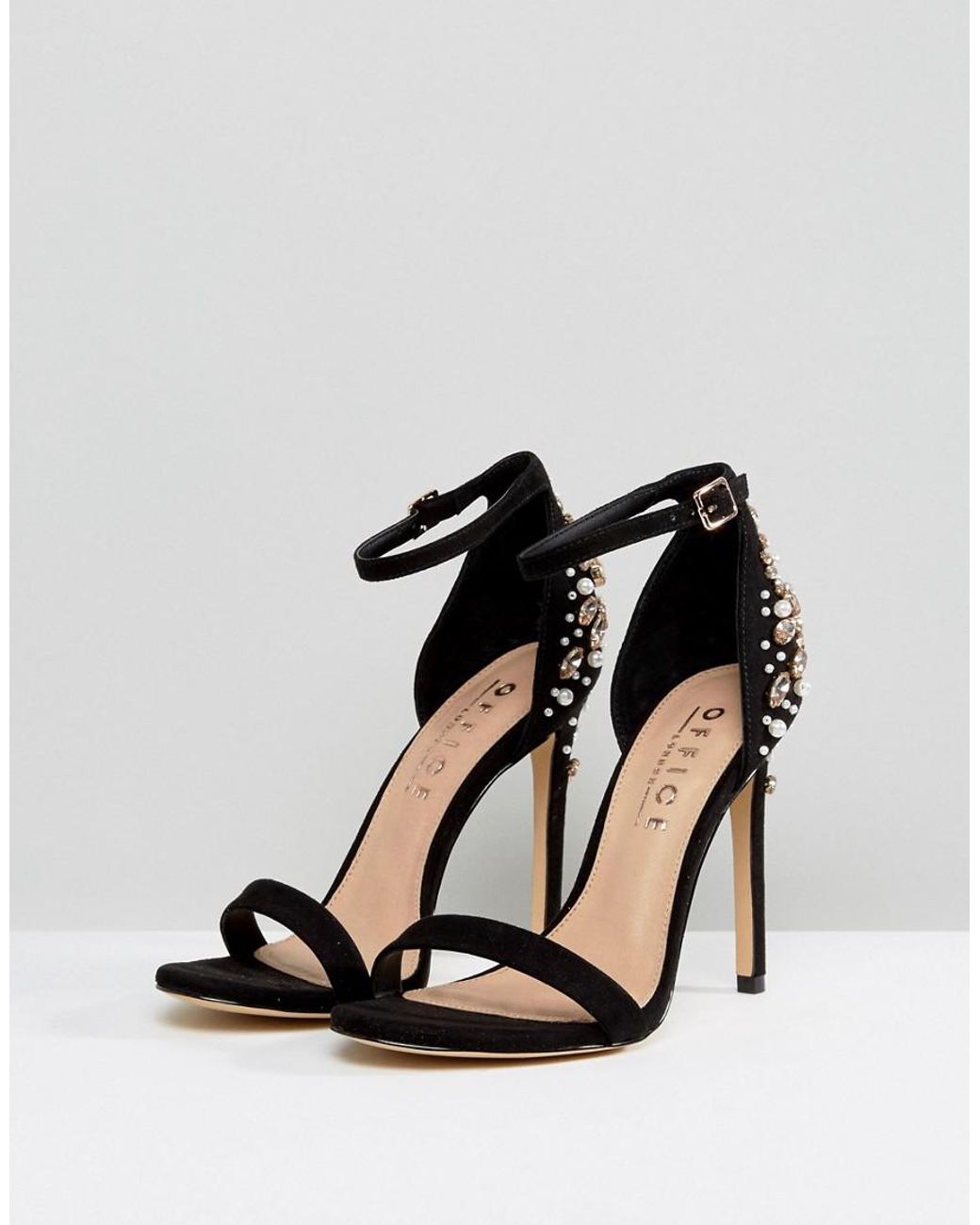Office Hottie Embellished Heeled Sandals in Black | Lyst