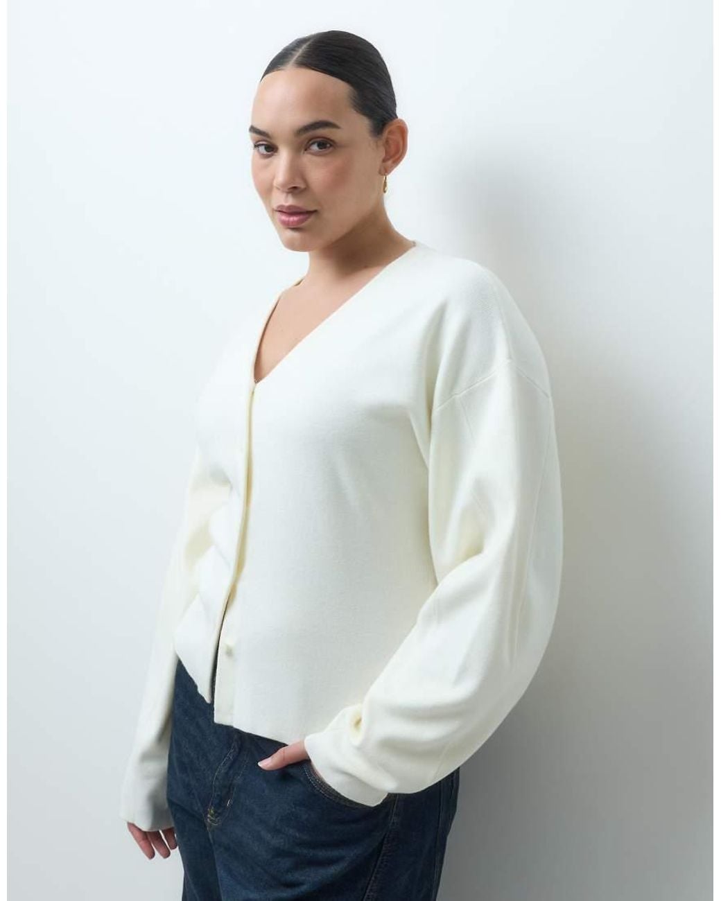 ASOS Blue Asos Design Curve V-neck Structured Cardigan