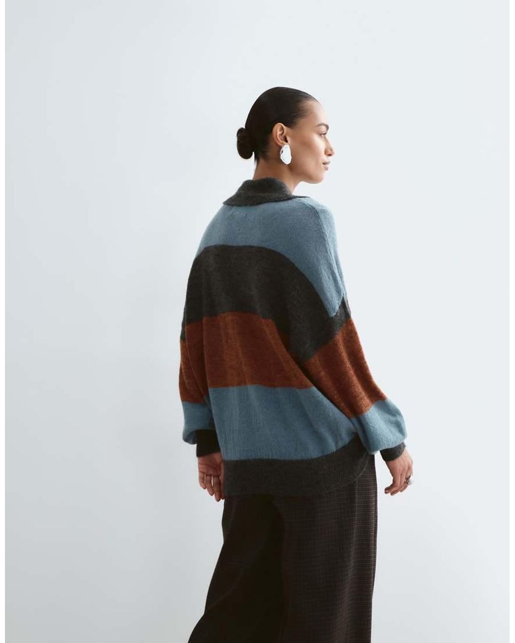 ARRANGE Black Knitted Oversized Grandad Shirt
