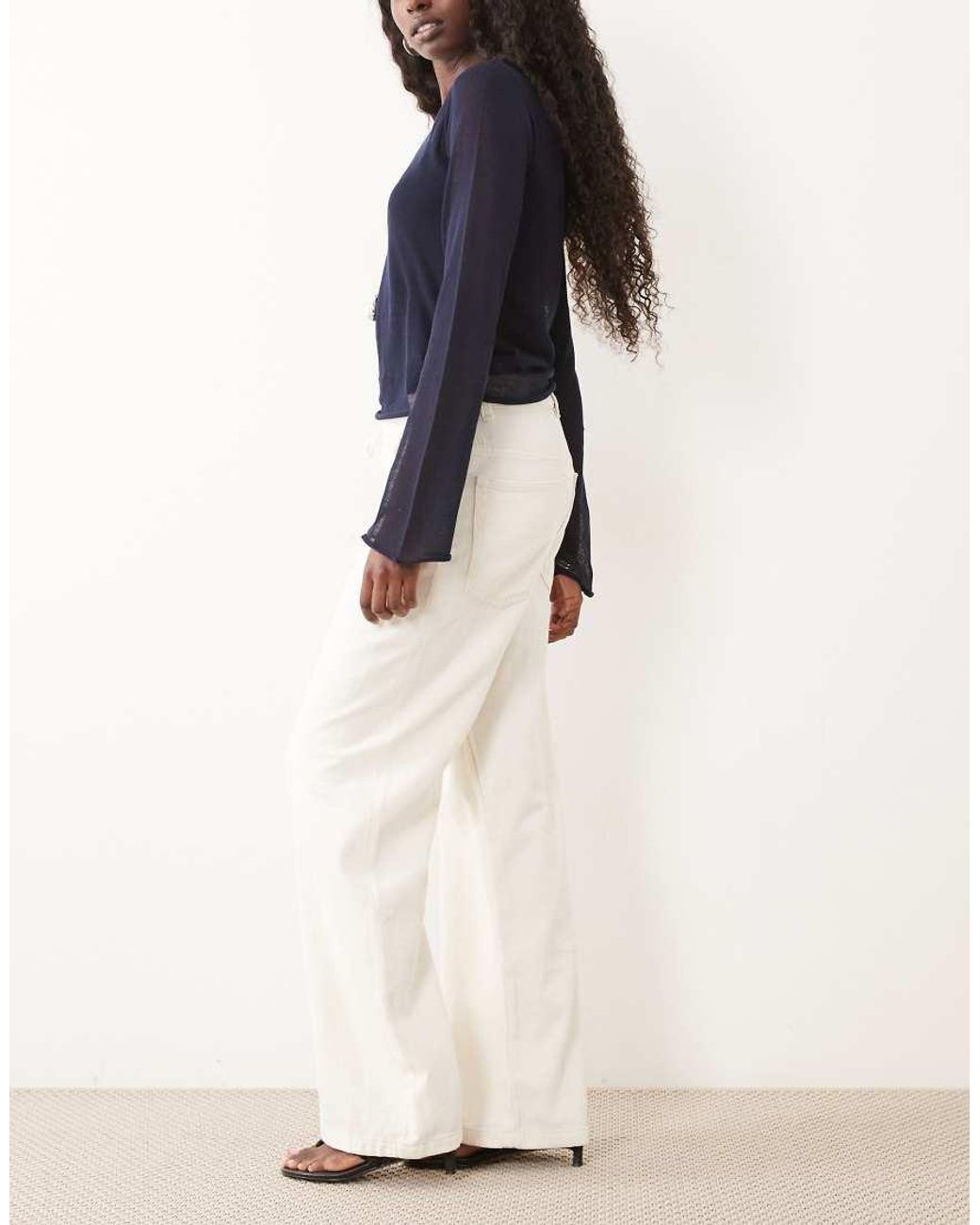 Mango White Relaxed Trouser