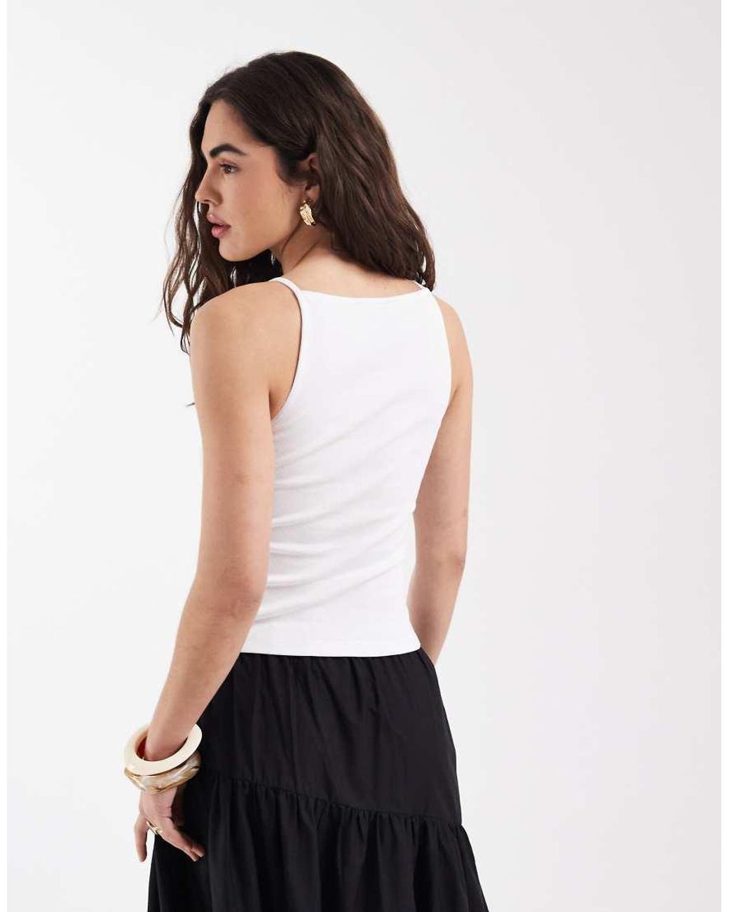 New Look Black Button Through Strappy Top