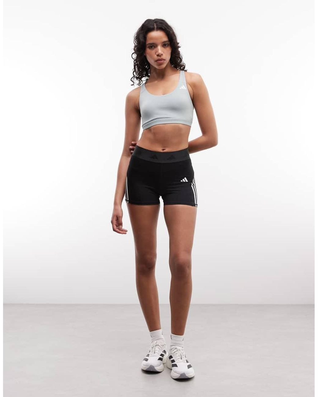 Adidas Originals White Adidas Training Optime Essentials Mid-support Sports Bra