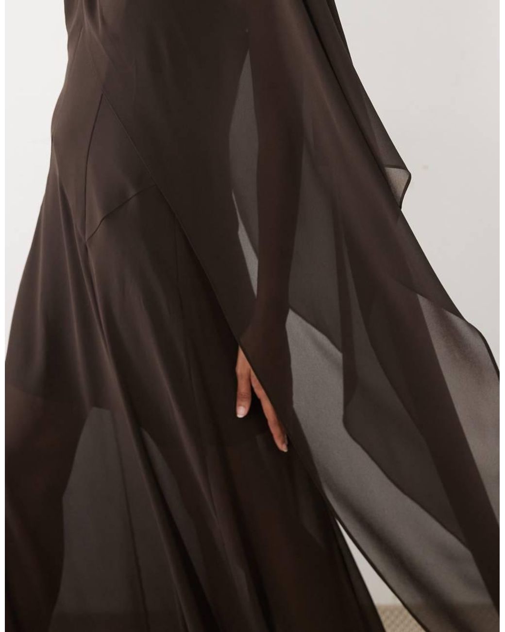 Forever New Brown Cape Sleeve Maxi Dress