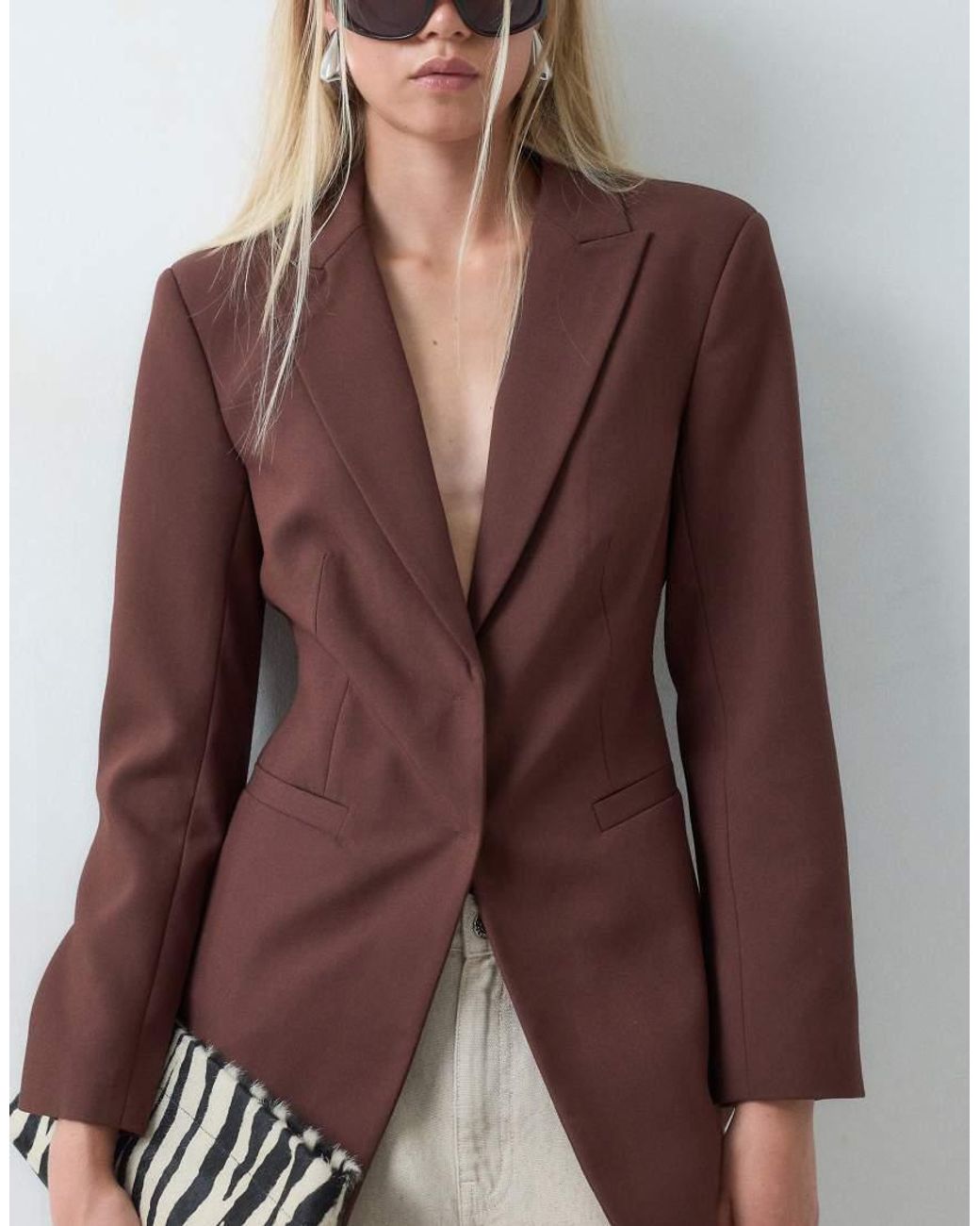 ASOS Brown Tailored Cinched Waist Blazer