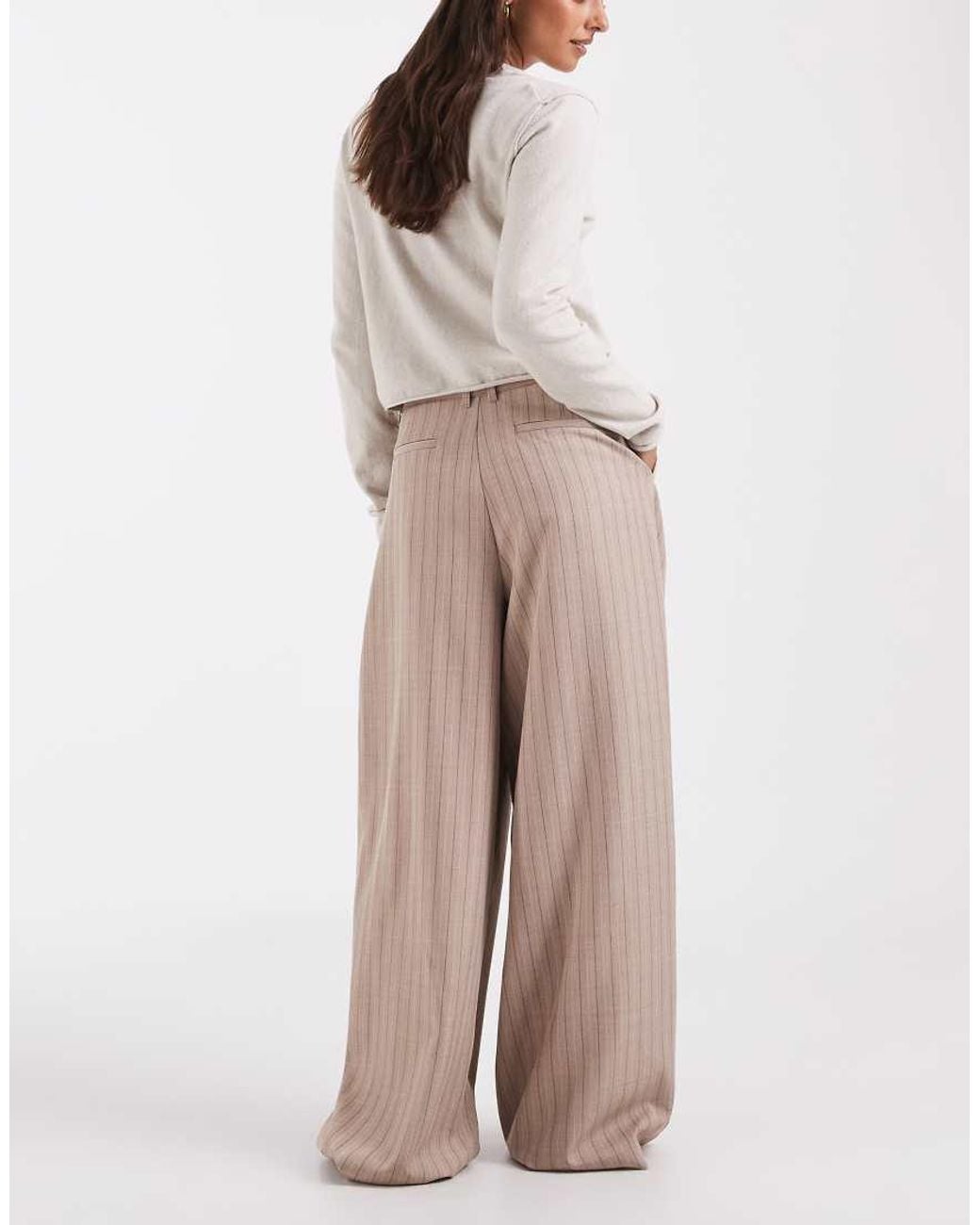 ASOS Natural Tailored Mensy Pants With Pleat Detail