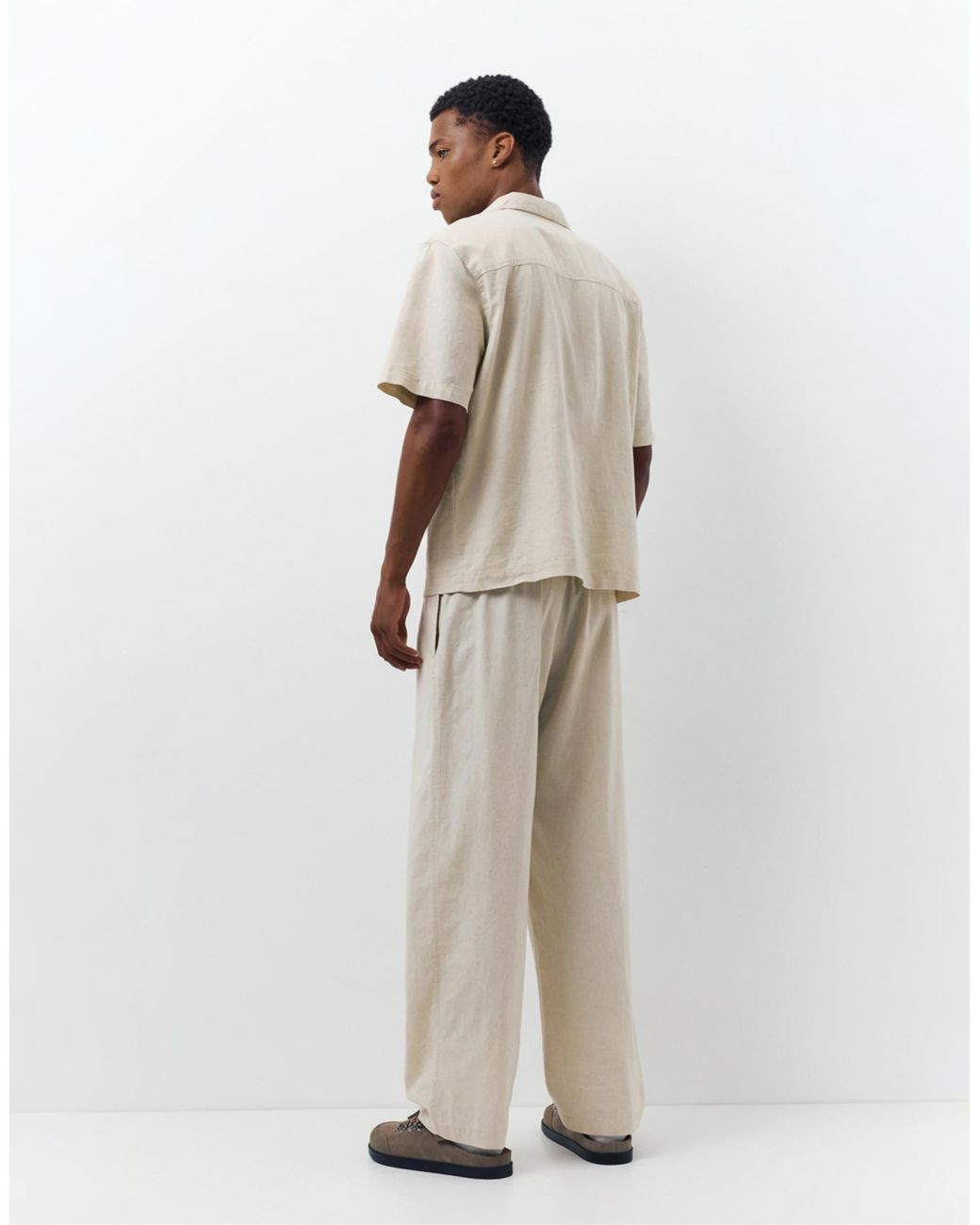 Pantalon en lin mélangé - beige Pull&Bear pour homme en coloris White