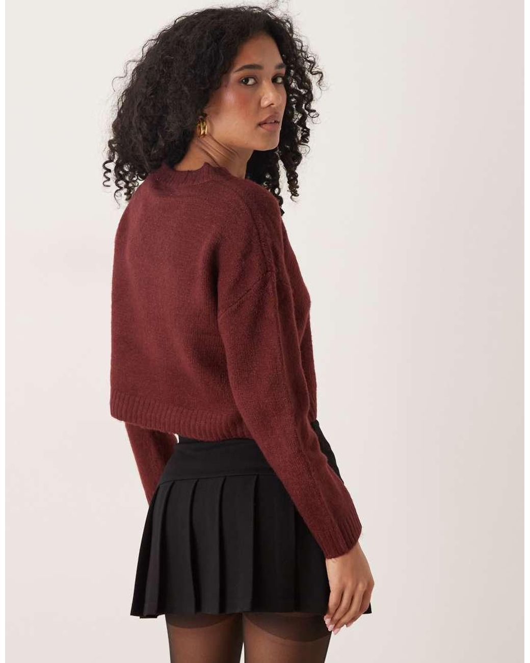 Brave Soul Red Cropped Cardigan With Black Ribbon Ties