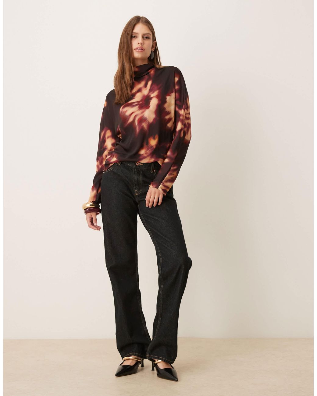 Mango Red Long Sleeve Blouse