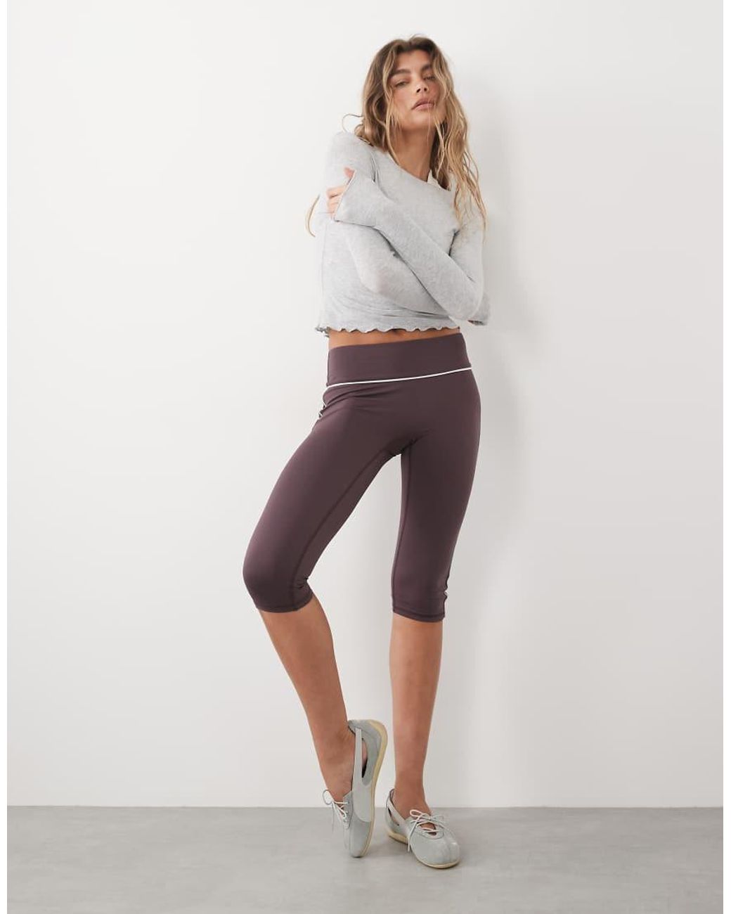 4505 Gray Modal Blend Ribbed Long Sleeve Lettuce Edge Layering Top
