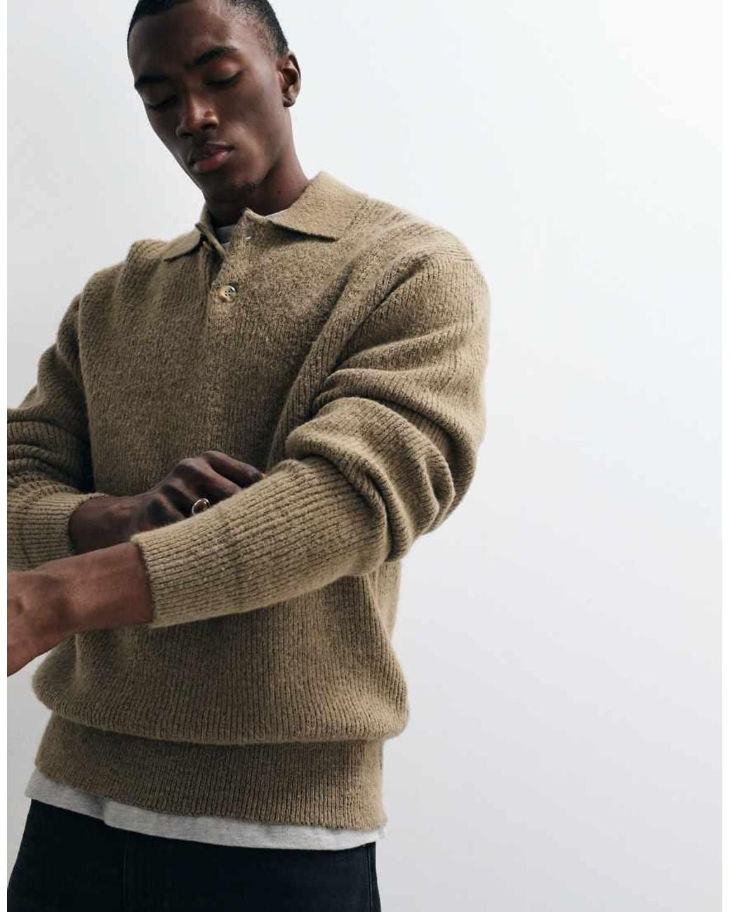 Redefined Rebel Brown Nixon Boxy Knitted Polo for men