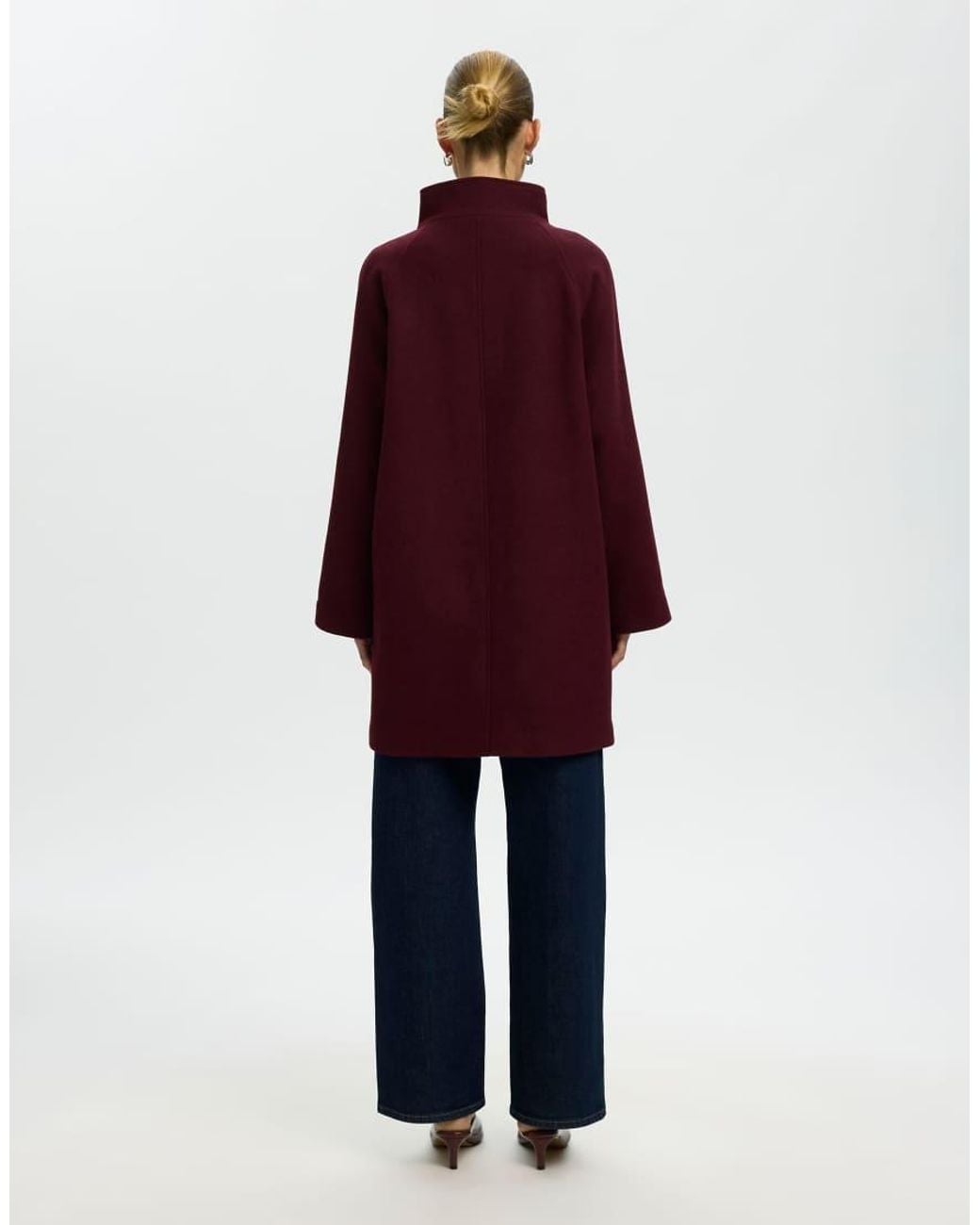 SELECTED Red Zia-Vinni Wool Blend Raglan Sleeve Knee Length Coat