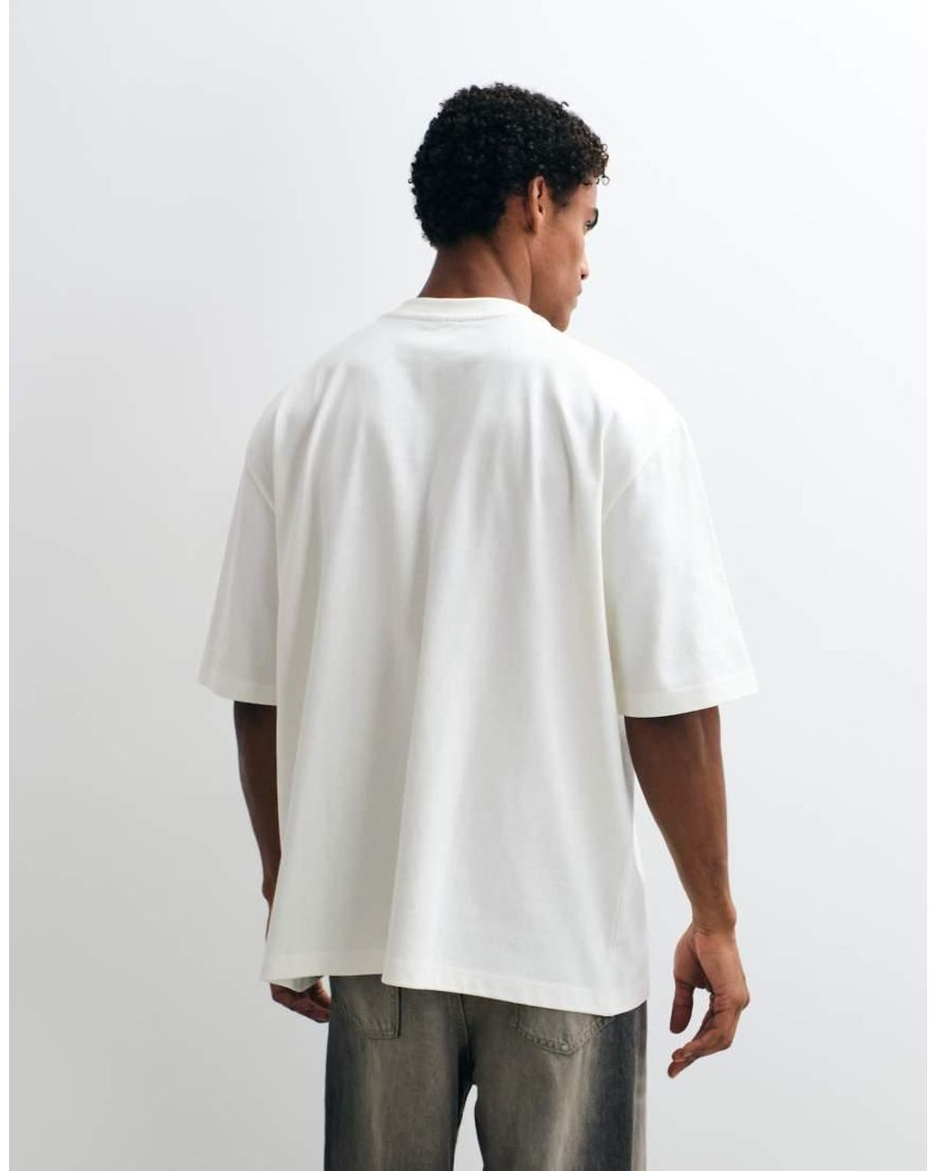 Adidas Originals White Oversized Central Small Logo T-shirt for men
