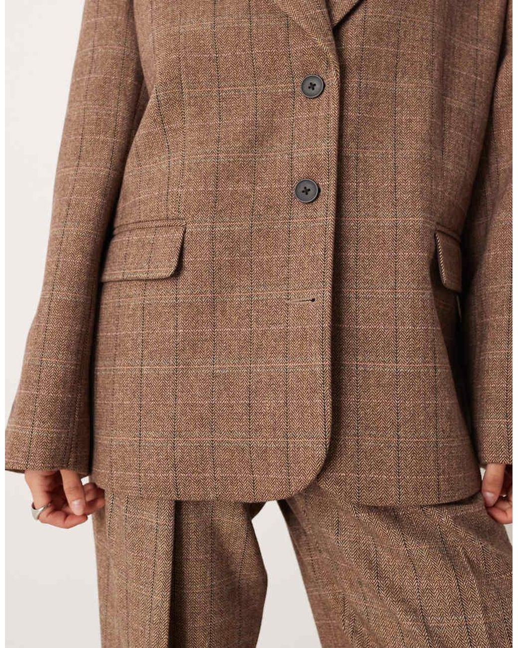 ASOS Brown Tailored Wool Blend Oversized Double Breasted Blazer