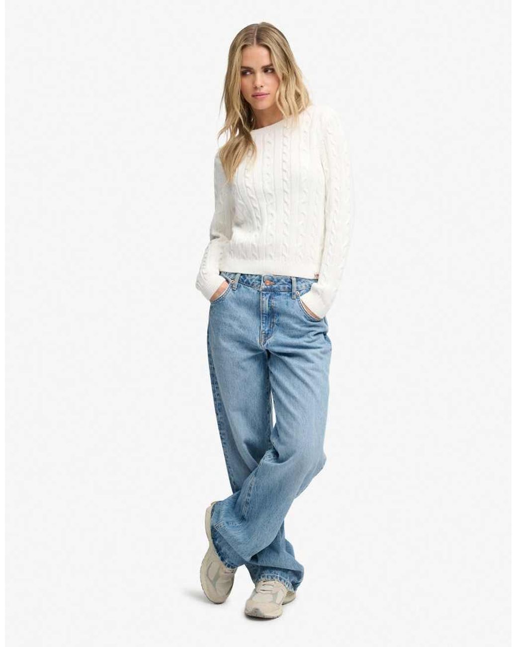 Superdry White Essentials Sd&Co Cable Knit Jumper