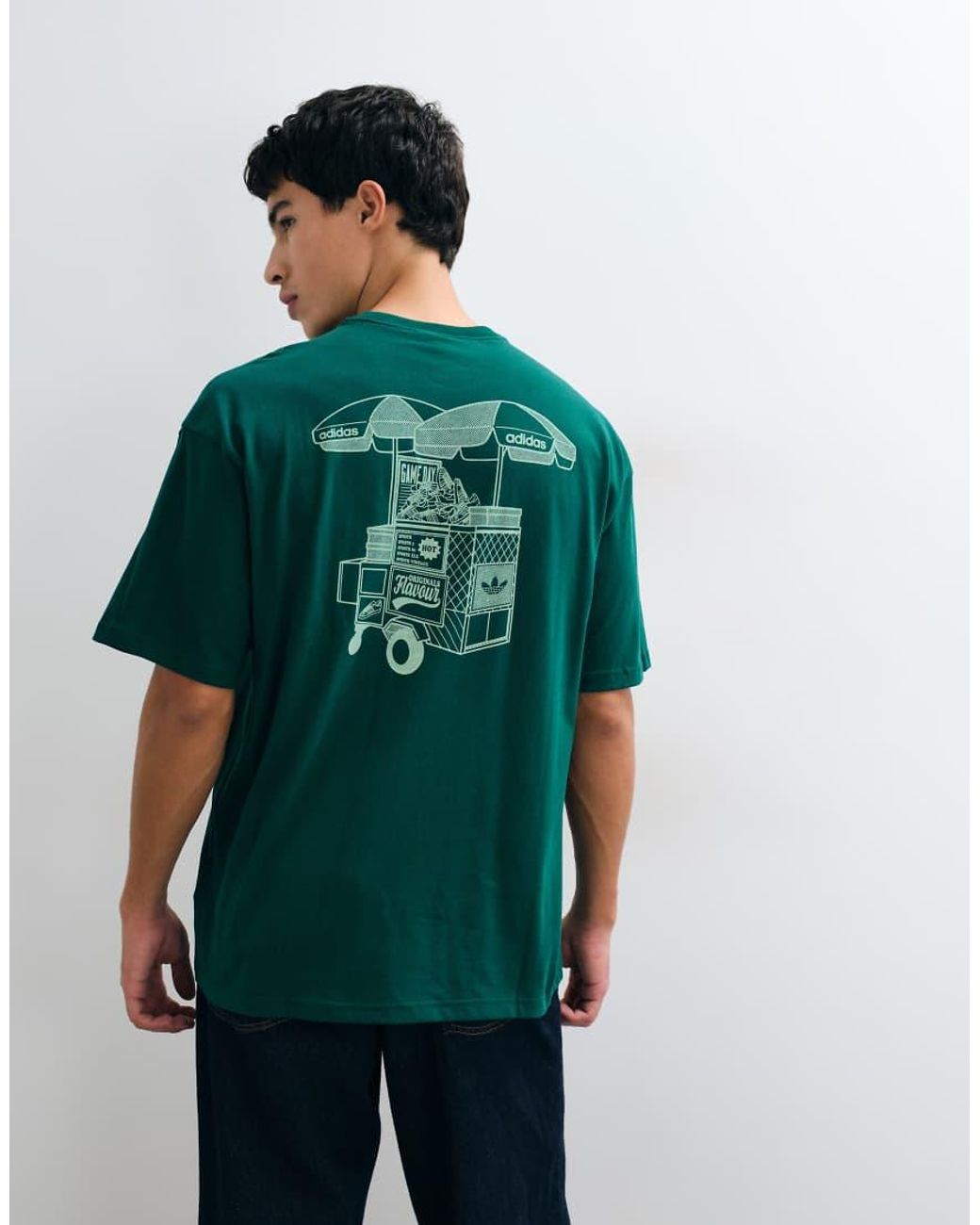 Adidas Originals Green Food Cart Graphic T-shirt for men