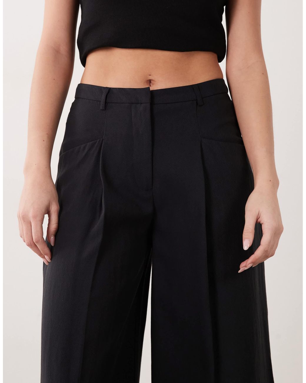 Mango Black Flowy Tailored Trouser