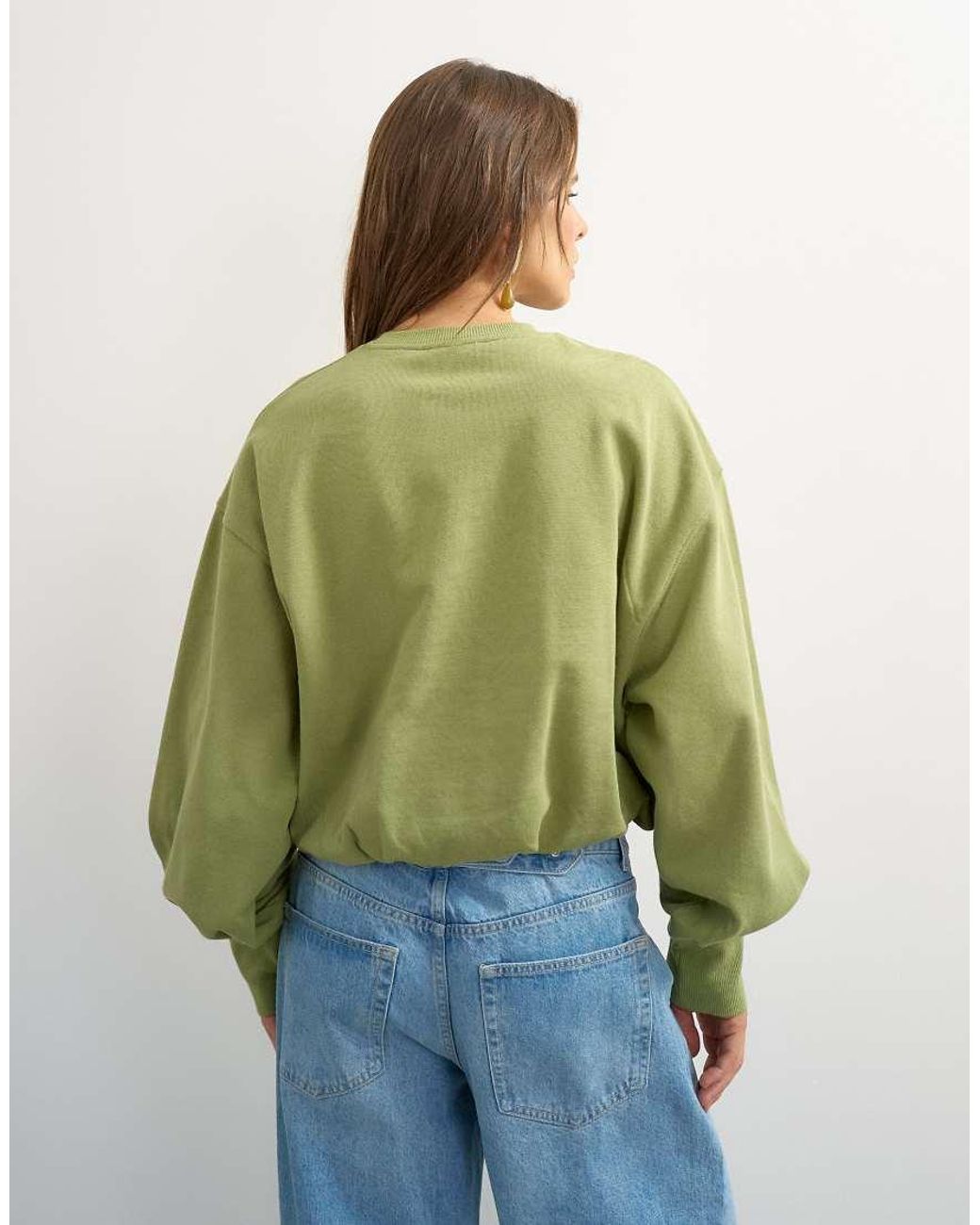 TOPSHOP Green Bubble Hem Sweat