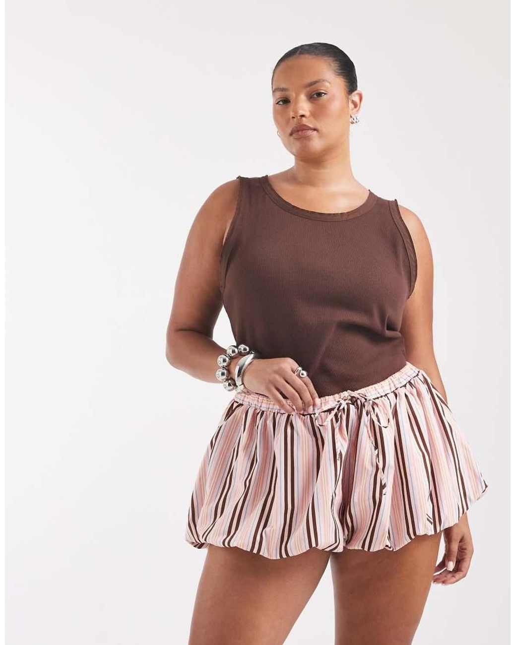 ASOS Red Curve Bubble Hem Shorts