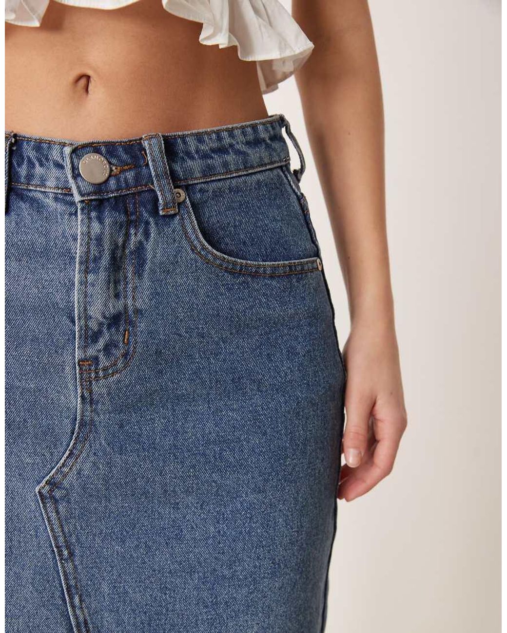 Glamorous Blue Denim Midi Skirt