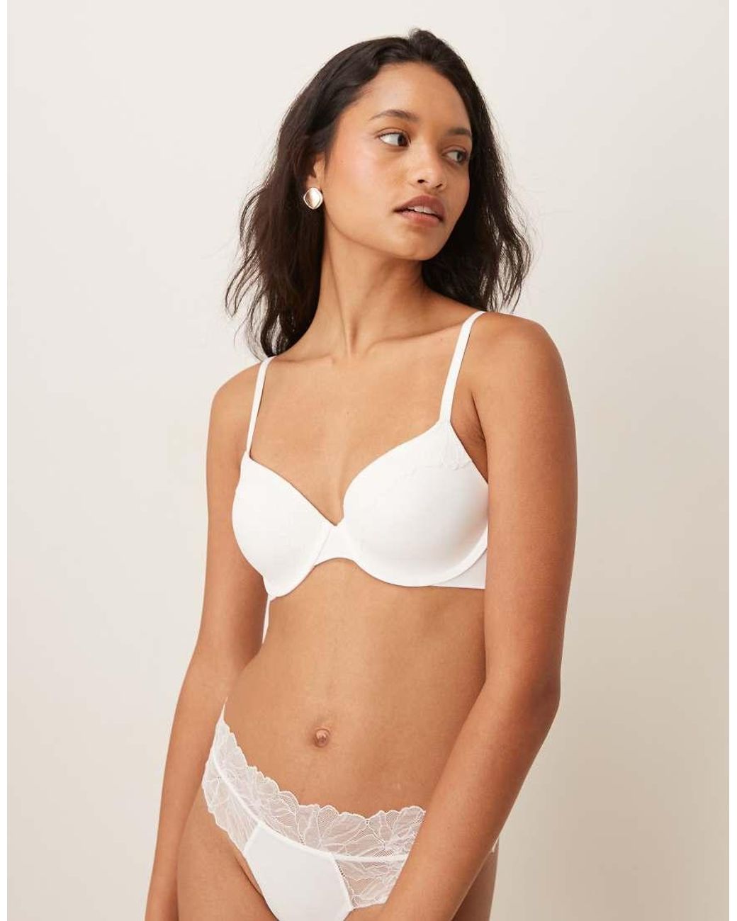 Calvin Klein White Perfectly Fit Lace Lightly Lined Perfect Coverage Bra
