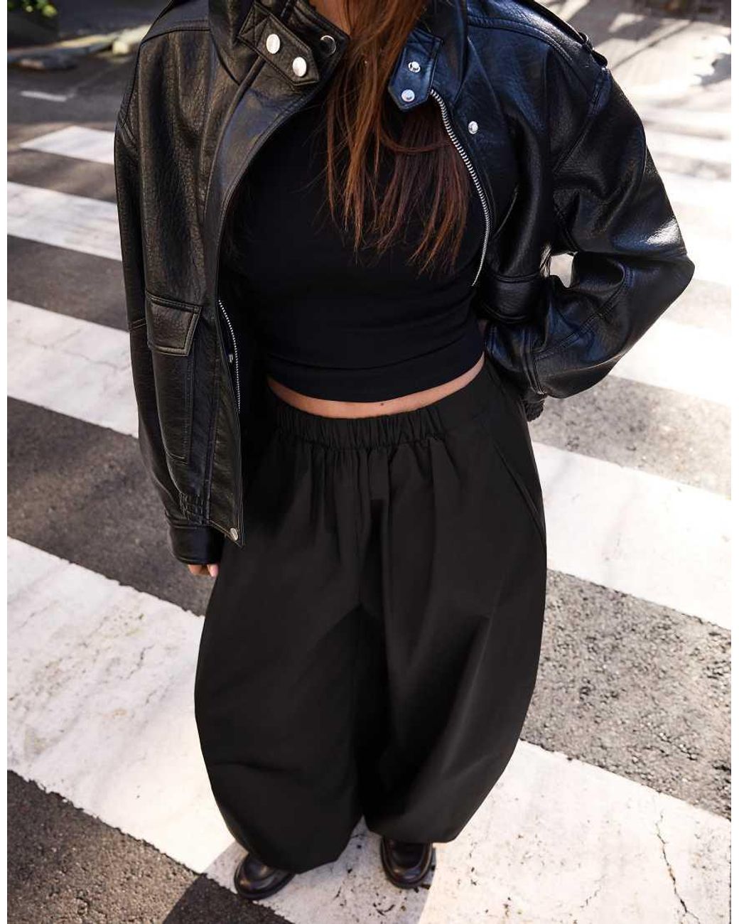 Bershka Black Poplin Bloomer Trousers